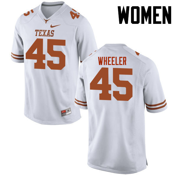 Women #45 Anthony Wheeler Texas Longhorns College Football Jerseys-White